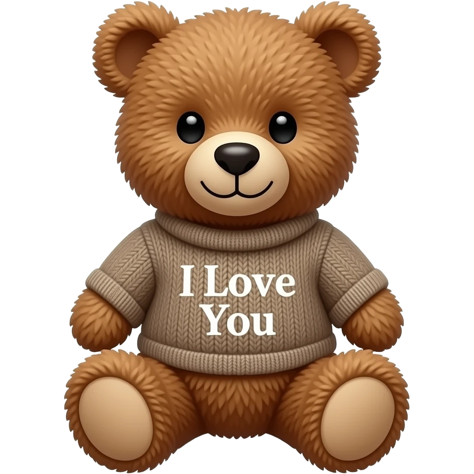Teddy braun und klein und ein Pulli an wo i Love you drauf steht emoji