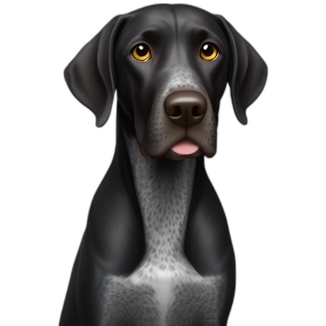 black german shorthair pointer, full black head, without white on the head, with white hair on the snout emoji