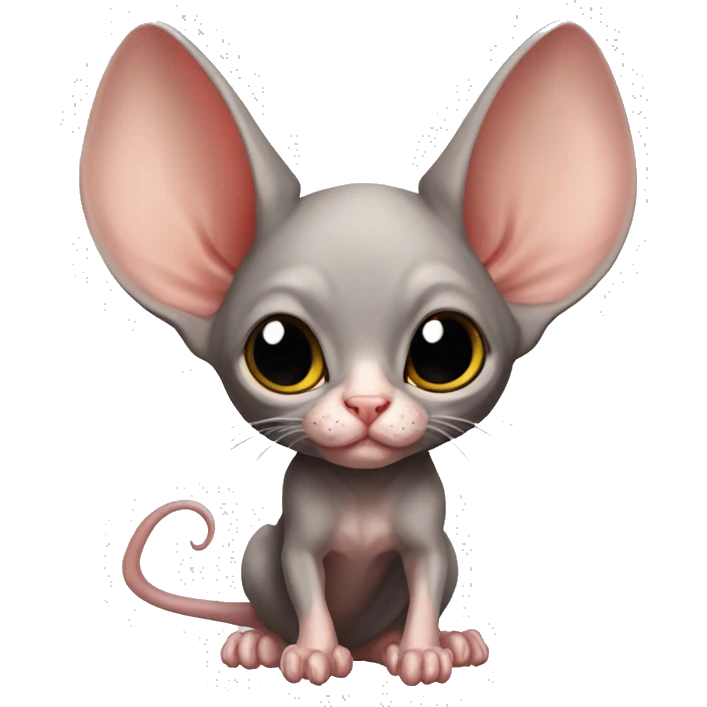 Cute Bat-Winged Sphynx-Rat-Mouse-Rodent-Hybrid full body emoji