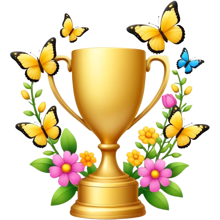 spring trophy with flowers and butterflies emoji
