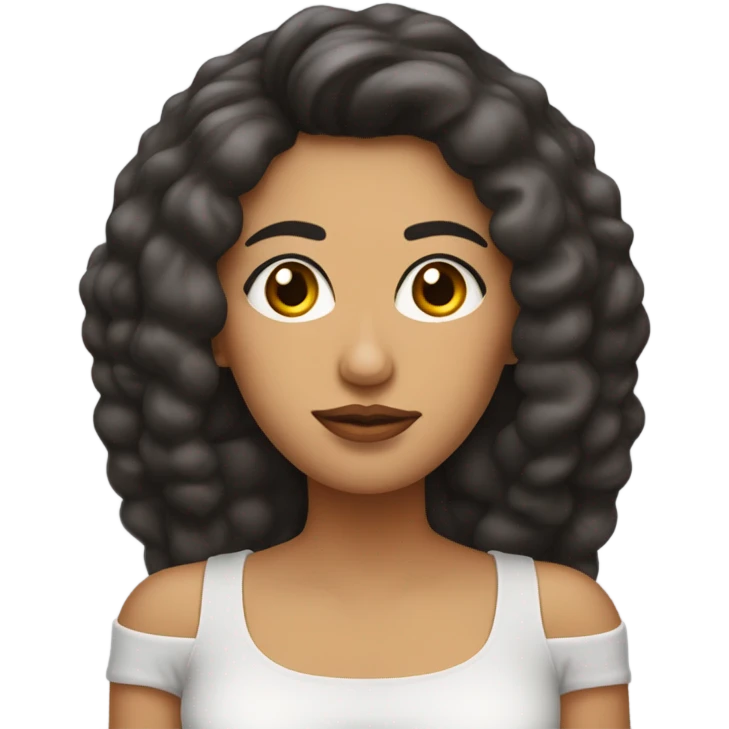 Mujer de cabello largo, piel morena, pestañas y cejas largas y pobladas, labios gruesos  emoji