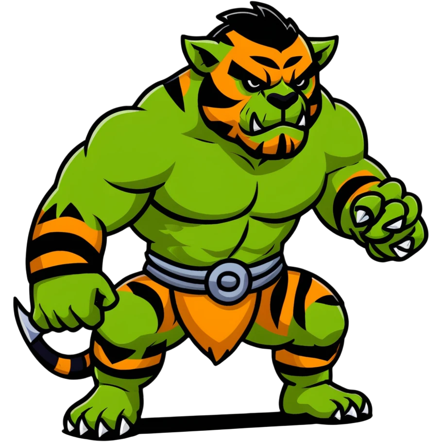 Muscular tiger orc warrior emoji