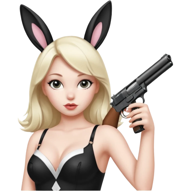 girl pointing a gun as a playboy bunny emoji