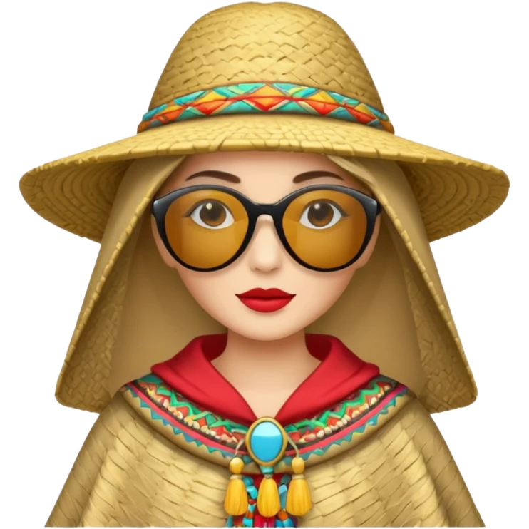 woman with fashion pancho sunglasses emoji
