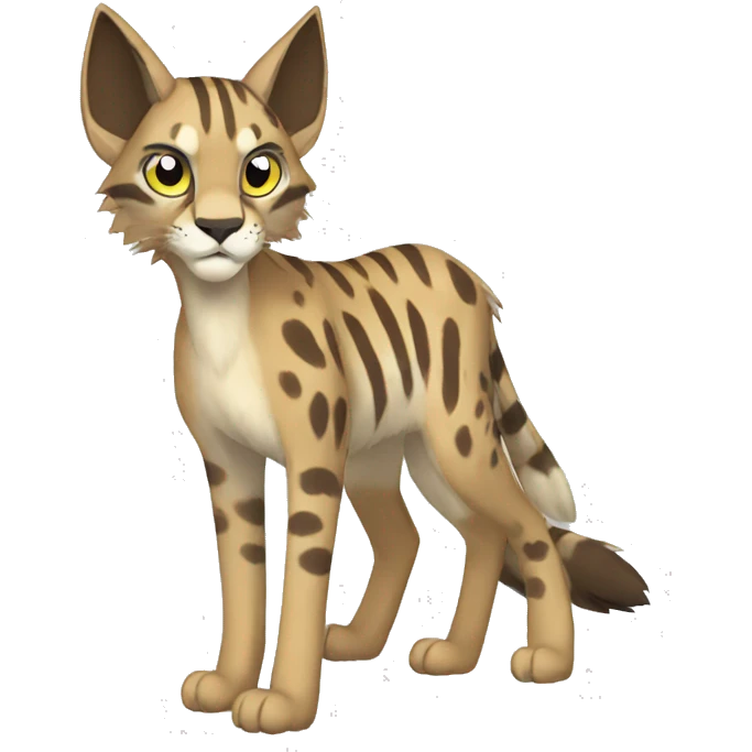 Striped and spotted Lynx-Caracal-Fakemon-hybrid full body emoji