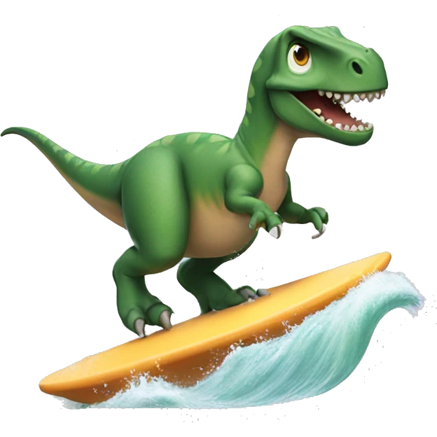 Dinosaur surfing emoji