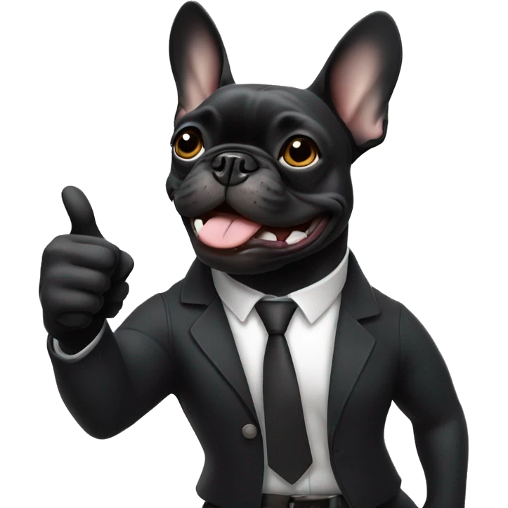 Black french bulldog doing thumbs up. Showing just the face emoji