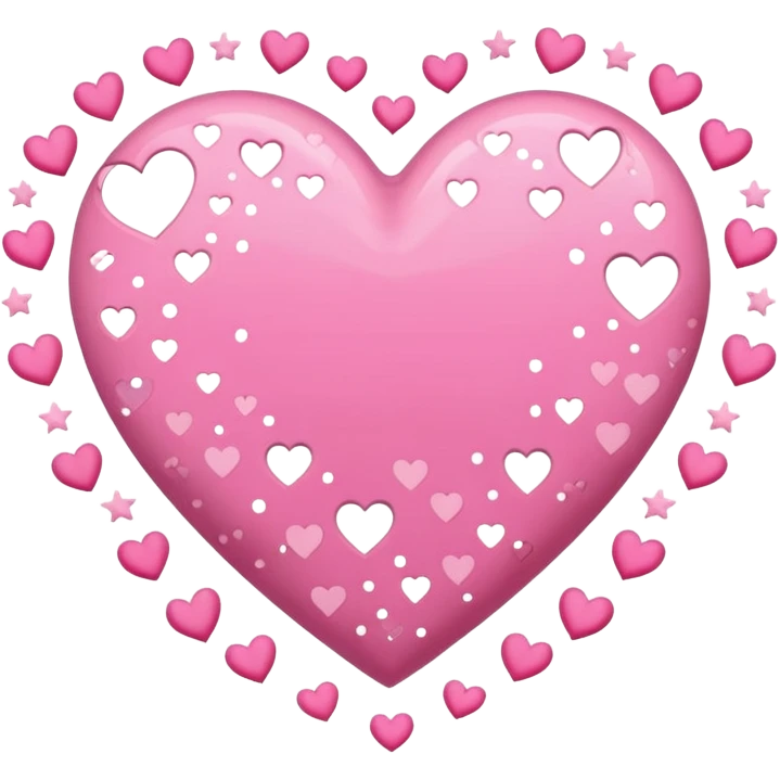 One pink heart whit more hearts on the heart with speakles stars emoji