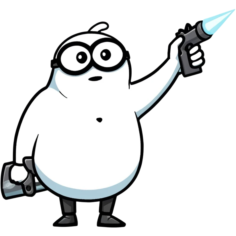 Gru from Despicable Me pointing a freeze ray emoji