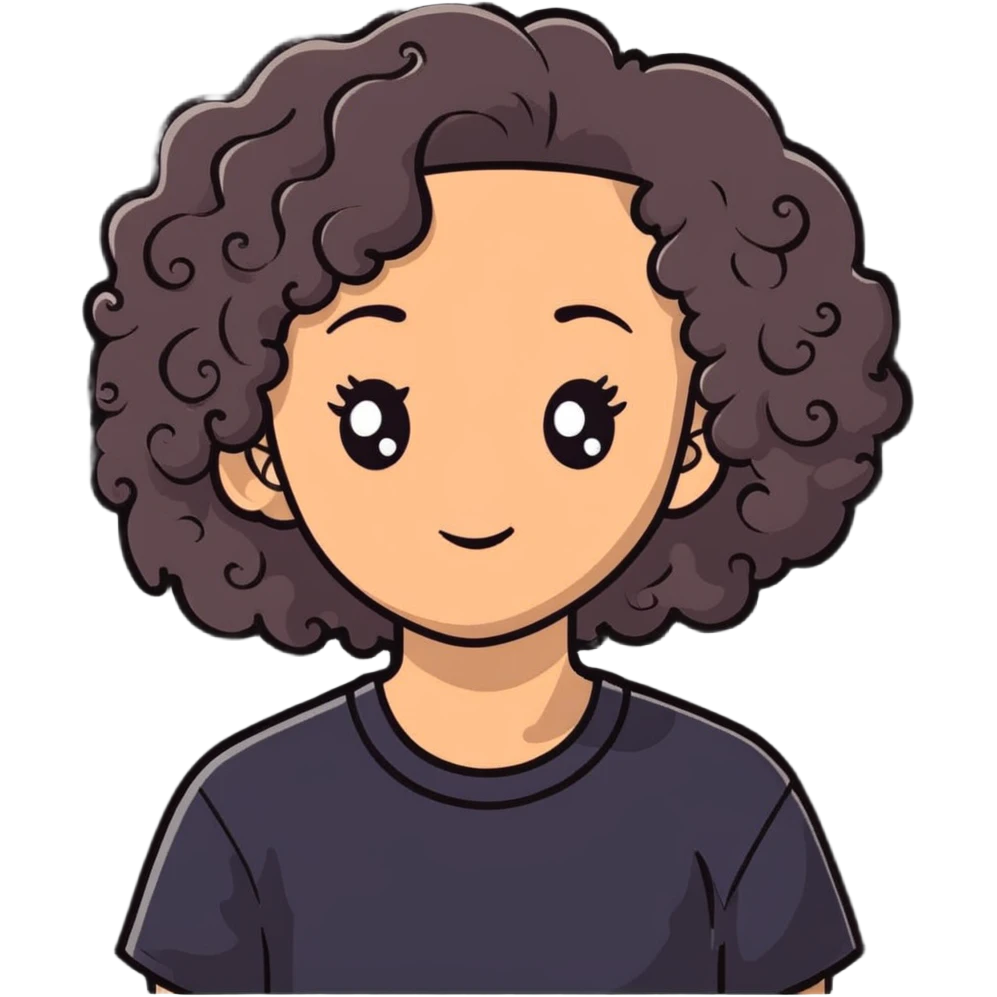 a mixed girl with 3a curly hair emoji