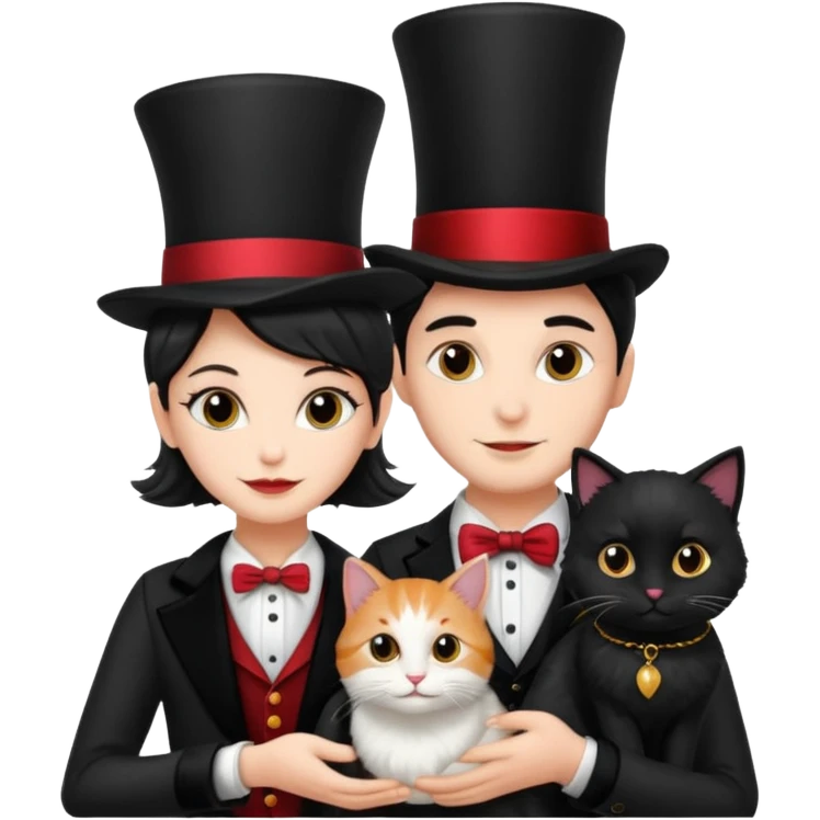 magician couple and their pet cat emoji