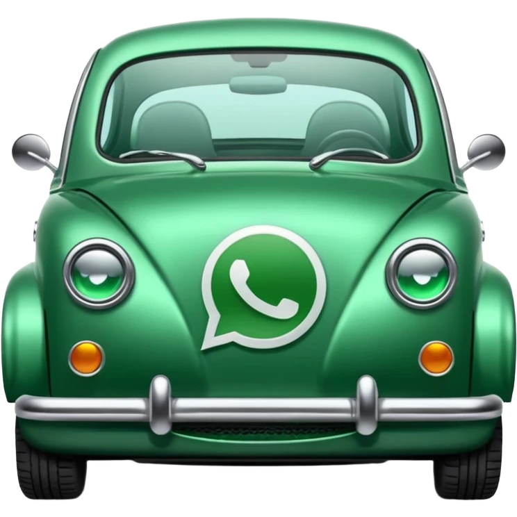 Coche verde de whatsapp con el logo en la puerta emoji