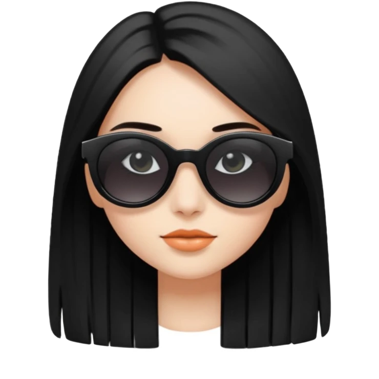 Génère moi un emoji d’une fille avec des lunettes noire et des cheveux lisse attaché avec des cils mi-long  emoji