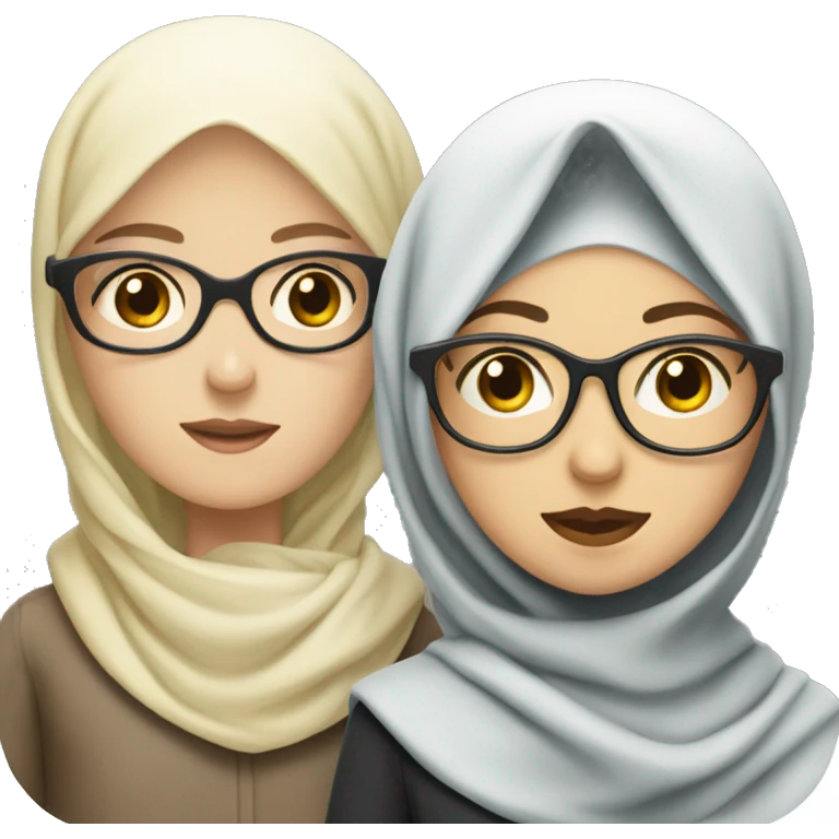 White girl wearing a hijab with a boy with drk hair and glasses emoji