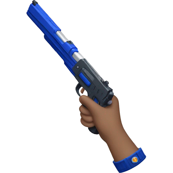 White hand holding dark blue nerf turn emoji