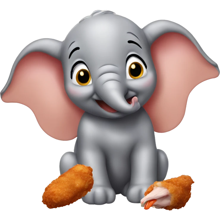 Dumbo eating chicken wings  emoji