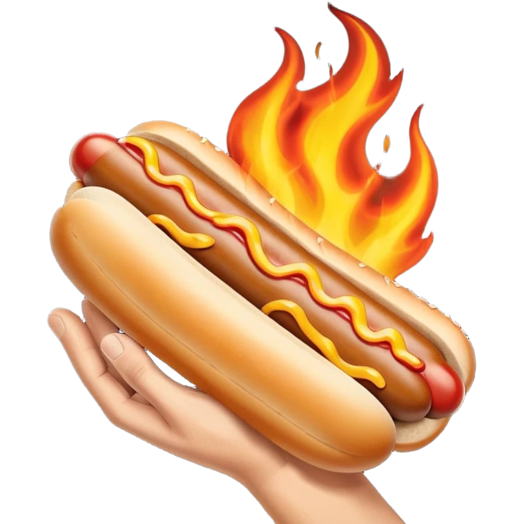 Hand Holding a Flaming Hotdog emoji