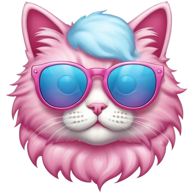 Cotton candy cat sunglases emoji