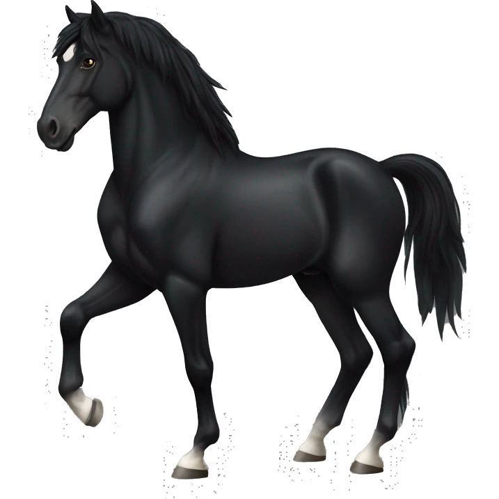Full black Frisian horse old emoji