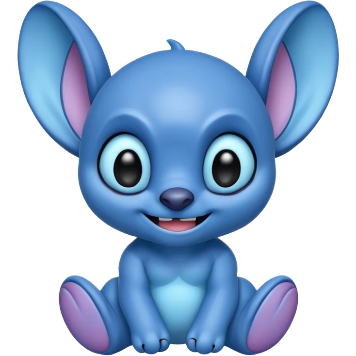 cute blue alien Stitch from Lilo & Stitch, big ears, smiling, simple background emoji