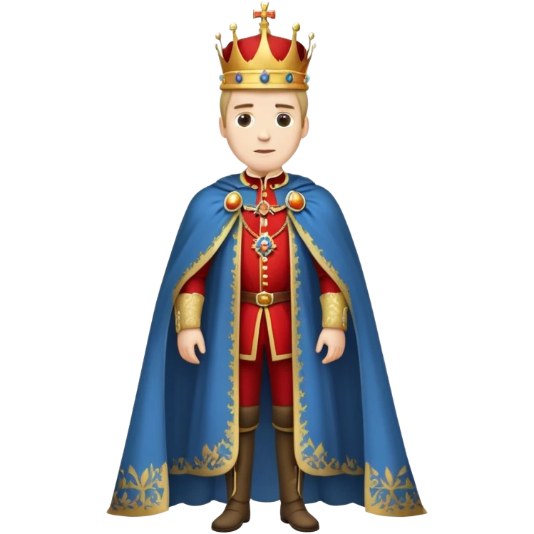 Full body of Carlos I of Spain, Habsburg king standing in royal attire with crown, cape, and prominent jaw emoji