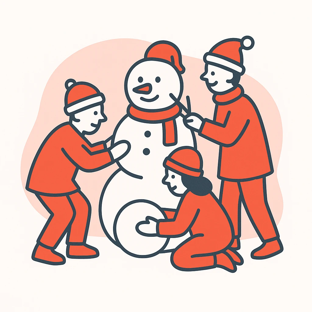 people making a snowman emoji
