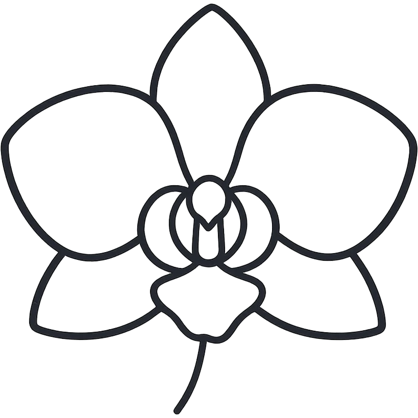 hand-drawn outline style orchid flower icon emoji