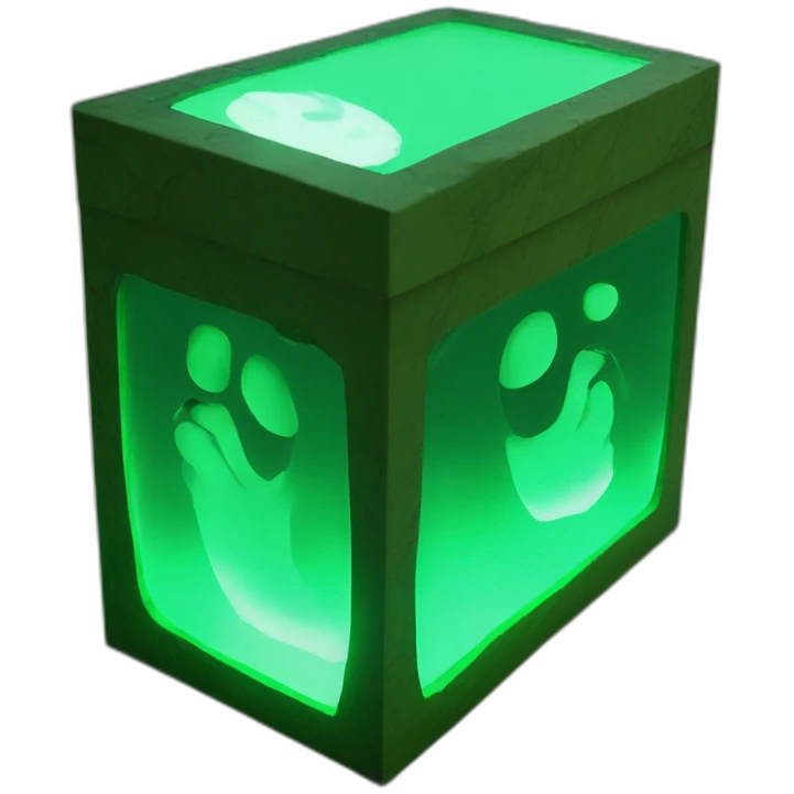 case, inside a green glowing stone emoji