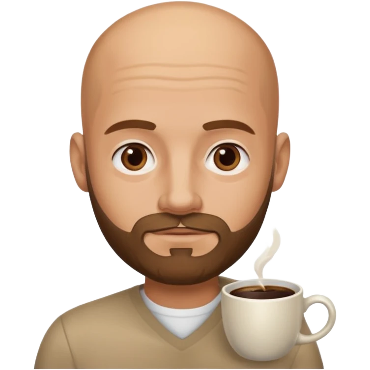 men with coffee no hair, a little beard and no wrinkles emoji