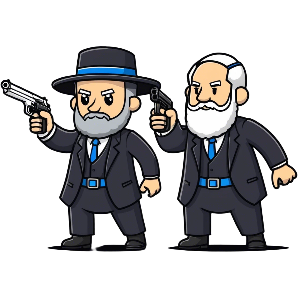 US president shooting guns with Israeli rabbi emoji