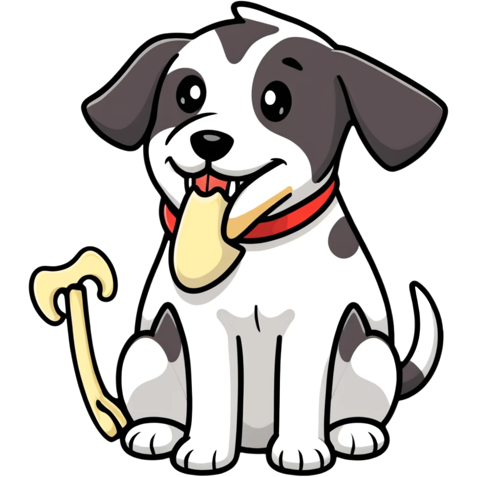 Dog holding bone in mouth emoji