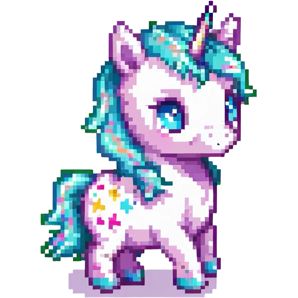 colorful baby unicorn prancing with sparkles emoji