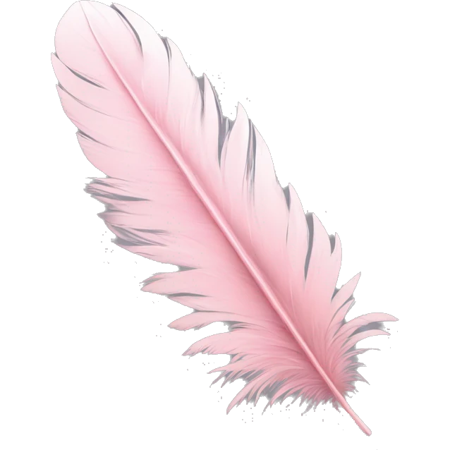 A pastel pink feather with ink emoji