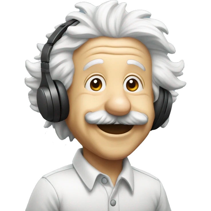 albert einstein happy, headphones, running emoji