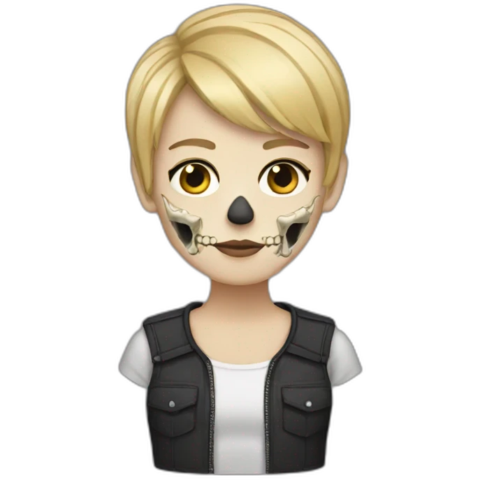 Skull-blond-shorthair emoji