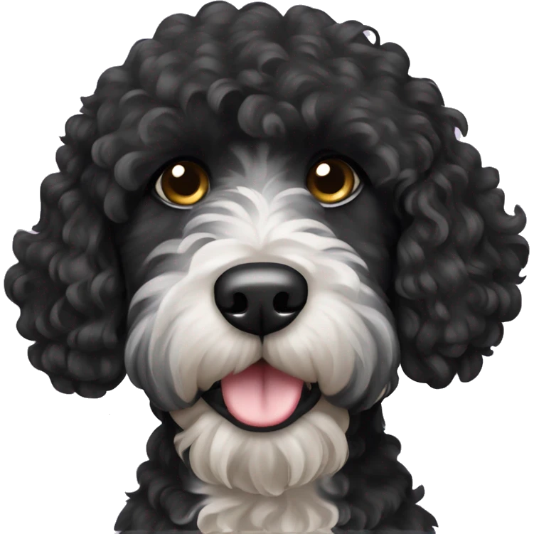 black curly haired portuguese water dog  emoji