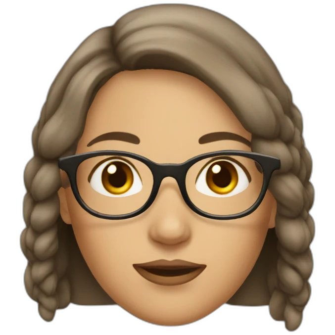 Women with long lure a thin round glasses and brown eyes  emoji