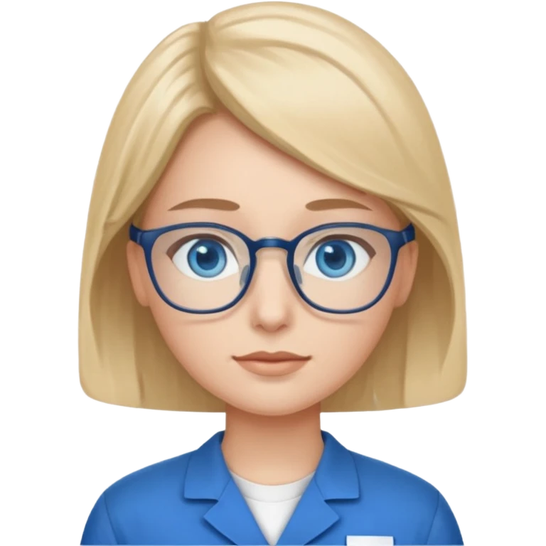 Generate from my photo blue eyes with glasses wearing care blue uniform emoji
