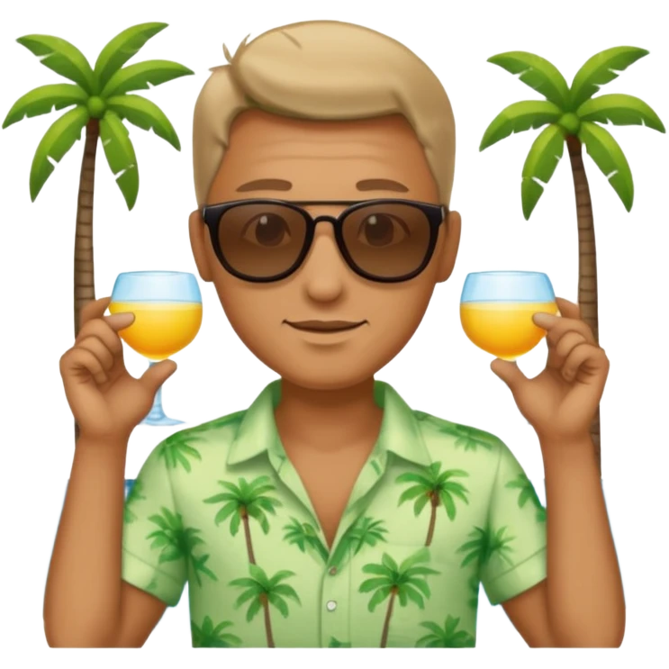 man with sunglasses and summer shirt emoji