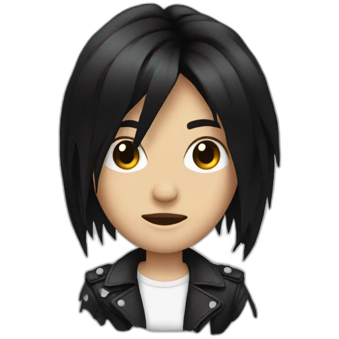 Metalhead black hair  emoji
