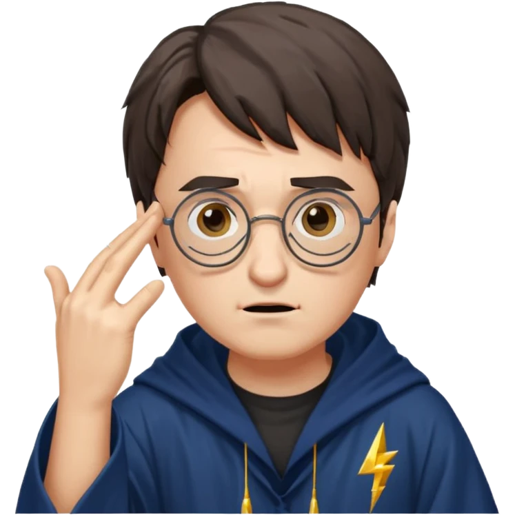 Harry Potter facepalm with glasses, lightning scar, wizard robe emoji