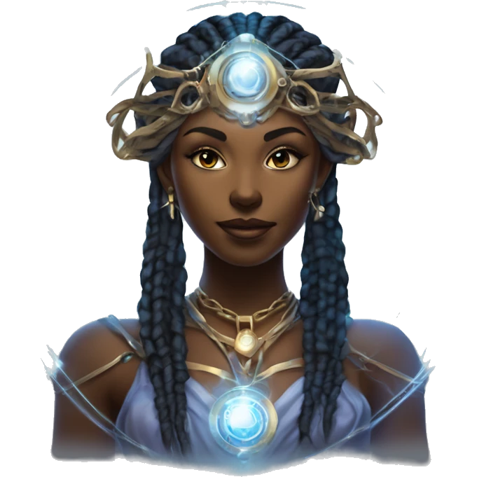 Technomancy Goddess is a mystical being who controls both magic and technology. She can cast spells on technological networks. Her powers blend the ancient art of magic with advanced cybernetics and technology. She can command machines emoji