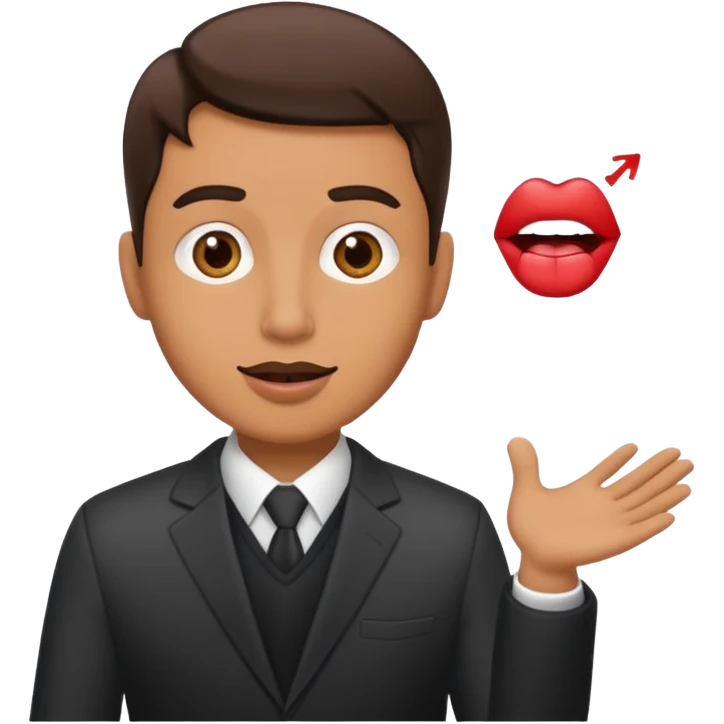 Professional who is presenting presentation transparent backdround with Lip Sync man requid  emoji