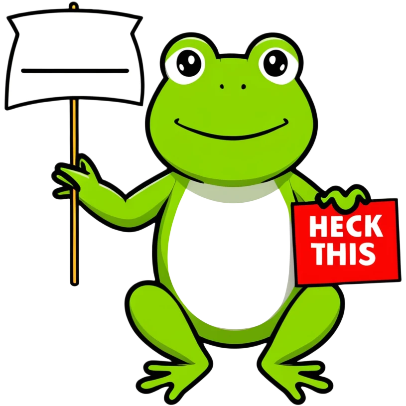 Frog holding heck this sign emoji