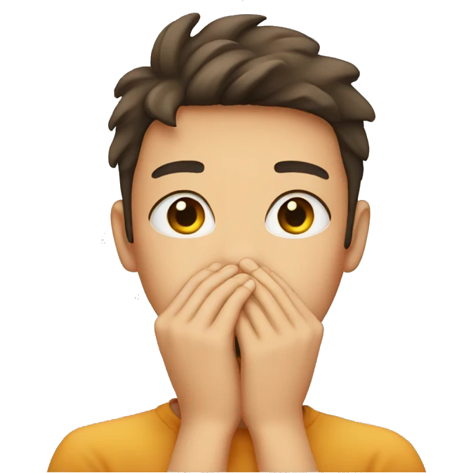 Shy face hands covering mouth emoji