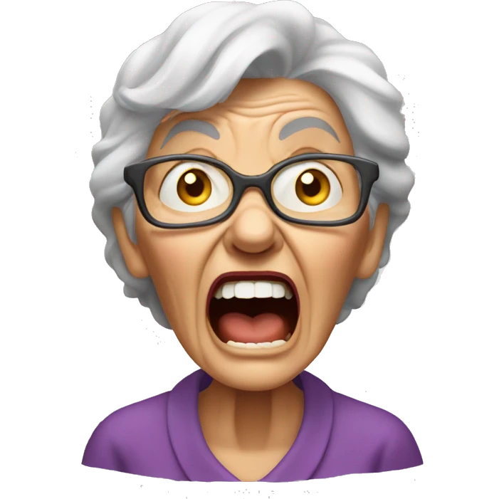 Crazy old lady yelling angrily  emoji
