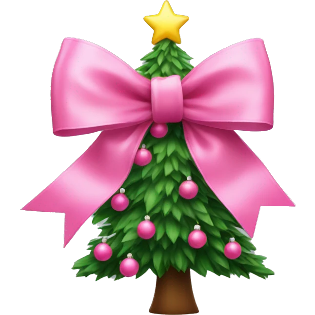 pink bow on chritmas tree emoji