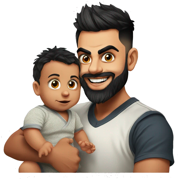 Virat Kohli with his 1 year old baby emoji