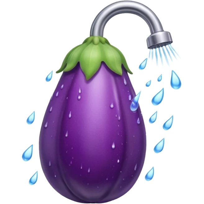 An eggplant inside the shower emoji