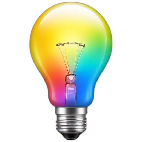 shiny light bulb in rainbow emoji